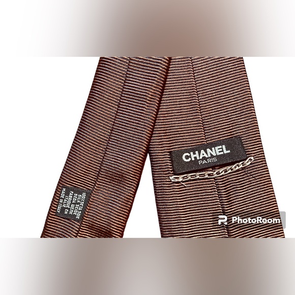 Chanel Men’s Tie. Chocolate Brown, Ribbed. 100% Silk - Picture 5 of 8